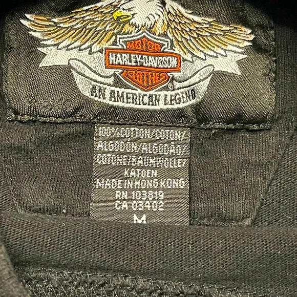 VTG Harley-Davidson mock neck long sleeve/embroidered/shirt/flame/logo size M - Picture 7 of 8